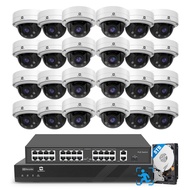 GWSECU Security Camera System 32 Channel, 4K 32CH NVR 8TB HDD, Smart AI Human Detection, 24X 5MP IP6