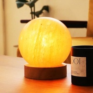 6吋玫瑰圓球 鹽燈I 特製座 I 原木座 入厝禮 招財 (超商限一顆)