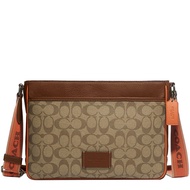 Coach District Crossbody Bag In Colorblock Signature Canvas in Khaki/Saddle Multi CH076