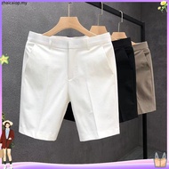 High-End Suit Shorts Slim-fit Str aight Cropped Pants Men's Casual Middle Pants