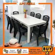 LPC MALL Raya Offer Dining Set 1+8 /Plastic Chair+Dining Table 8Seater /Meja Makan 1+8 Murah Cantik 