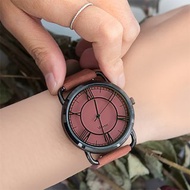 W.wear - 紅面鏤空羅馬字釘穿搭手錶 - 珊瑚紅磨紗錶帶