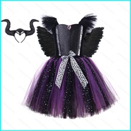 Maleficent halloween costume for kids  Animation cosplay Black witch devil role playing dress for gi