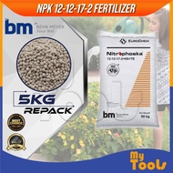 Mytools Fertilizer Nitrophoska Blue BEHN MEYER 12-12-17-2 (5KG) Baja Buah Cap Singa Kuda 5KG