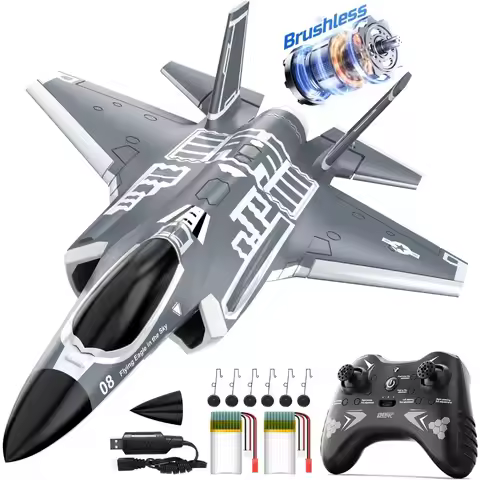 DEERC F35 4-Channel Brushless RC Airplane for Adults with 2.4GHz 6-Axis Gyro Stabilizer, EDF Fighter