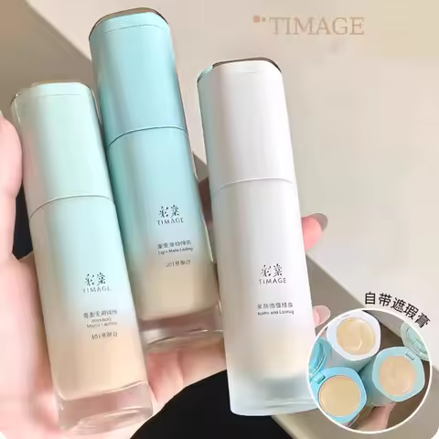 TIMAGE Foundation 30ml With Concealer 1g Round Tube Flawless Light Matte Long Lasting Coverage Found