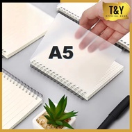 T&Y Journal Notebook 50 Sheets A5 Plain Square Notebook with Transparent Cover Blank Spiral Transpar
