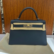 Hermes Mini Kelly 2 普魯士藍 Epsom 金銀特 Stamp K