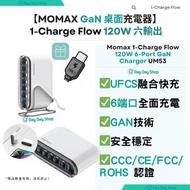 MOMAX - 【120W GaN充電器】Momax 1-Charge Flow+ 120W GaN 六輸出桌面充電器 UM55｜2C2A氮化鎵桌面充電器︱電源充電座︱手提電腦充電器｜快充電器｜送Ty