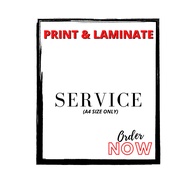 Printing & Laminate Service A4 size only (Colour/Black & White)