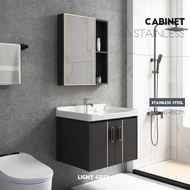 {SG Stock}Aluminum bathroom cabinet vanity set with mirror ceramic sink