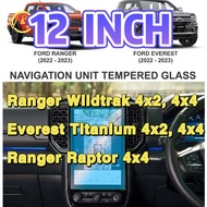 Ford Ranger กระจกเทมเปอร์อุปกรณ์ป้องกันหน้าจอ12นิ้วเทอร์โบสำหรับรถฟอร์ด Wildtrak Everest Titanium 2022 2023 Infotainment GPS นำทางป้องกันหน้าจอที่ชัดเจนจอแสดงผล