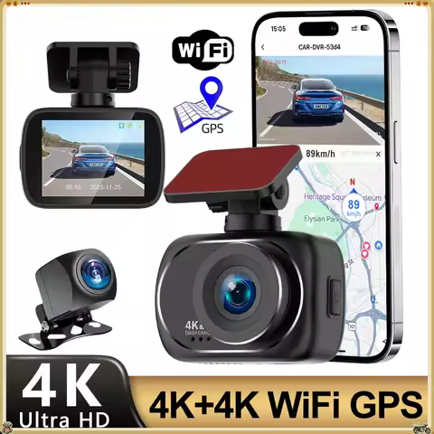 Dual 4K Front and 4K Rear Dash Cam with Built-in WiFi Night Vision WDR 24H Parking Mode 2-Inch IPS S