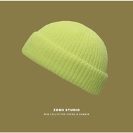 Beanie Hat Topi Streetwear Unisex Knitted Skullcap Hat Binnie Cap Roll Up Edge Trendy Cap 12