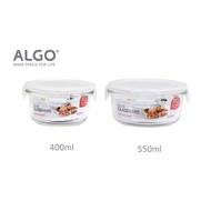 ALGO Round Glass Food Container, Borosilicate Glass, 2 PCS (400/550ml), yogurt, acai bowl, oat with 