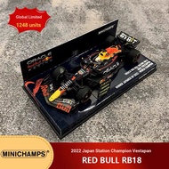 1: 43 Mini Chevistapan 2022 Japan Station Victory Red Bull RB18 with Score Plate F1 Car Model