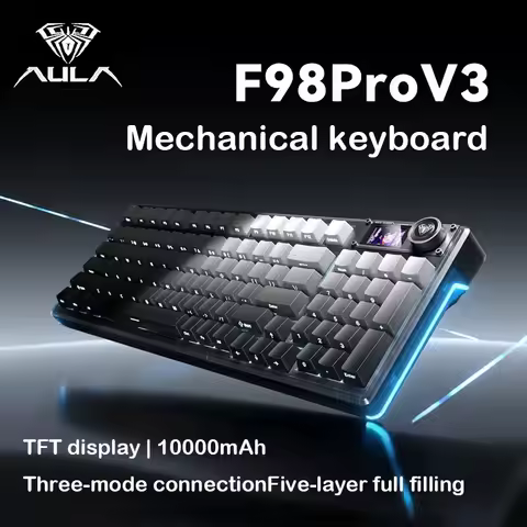 AULA F98Pro V3 Tri-Mode Wireless Gaming Keyboard Hot-Swappable Gasket Mount with TFT Screen And RGB