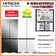 Hitachi R-WB640V0MSX Deluxe French Bottom Freezer Fridge 569L FREE 1.8L MICOM Rice Cooker - RZ-PMA18Y (worth $159)