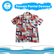 Kemeja Pantai Pria Baju Hawaii Rayon Print MOON SPLASH