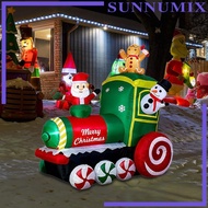 [Sunnimix] 6 ft Christmas Inflatables Train Blow up Yard Decoration for Xmas Yard Party