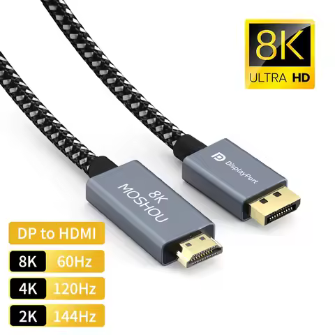 DisplayPort 1.4 to HDMI 2.1 Cable 8K@60Hz 4K@120Hz Mini DP to HDMI HDR Video Cord for Amplifier TV P