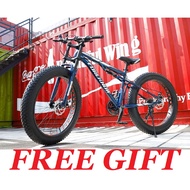 Fat Bike 24 26 Inch MTB Mountain Bike 4.0 Tires 21 Speed Rim/ 3 5 Spoke Basikal Murah (F03)