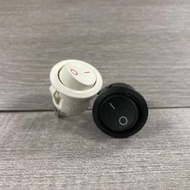 HITAM PUTIH 2pin On-Off Round Light Switch / Switch - 2 Feet Black and White Minimalist