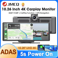 JMCQ 10.26" 4K DVR ADAS Wireless CarPlay & Android Auto Dash Cam Bluetooth Audio AUX GPS Navigation 