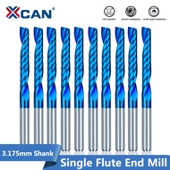 XCAN 10Pcs 3.175 Shank ขลุ่ย CNC Router Bit ทังสเตนคาร์ไบด์เกลียวดอกกัดเครื่องตัดไม้