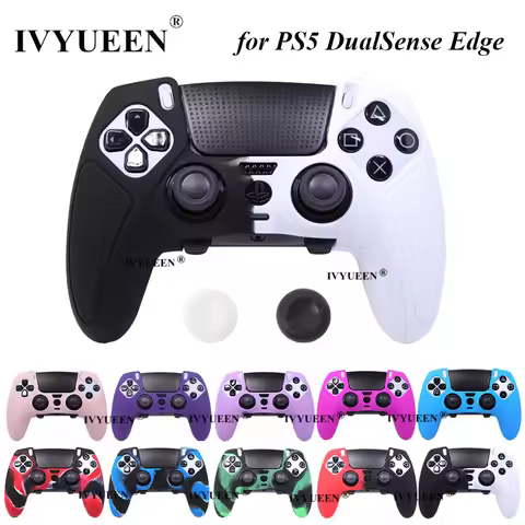 IVYUEEN Soft Rubber Silicone Case for PlayStation 5 PS5 DualSense Edge Controller Protector Skin Thu