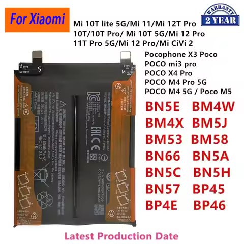 Orginal BN5E BM4W BM4X BM5J BM53 BM58 BN66 BN5A BN5C BN5H BN57 BP45 BP4E BP46 For Xiaomi 11T Pro 5G/