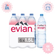 evian Natural Mineral Water (6 x 1.5L Pack)