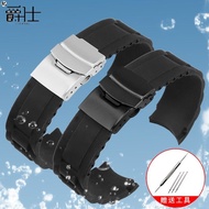 手表带 Original genuine substitute for Rolex Black Water Ghost Tissot Port Tudor Timex Black Arc Silicone Watch Band 20 22mm