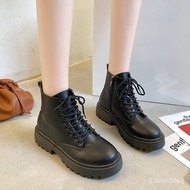 Black Front Lace-up Dr. Martens Boots Women2020Summer NewinsThick Bottom Elevator Ankle Boots Skinny Boots