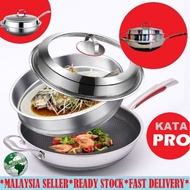 316 Grade Stainless Steel KATA PRO 34 CM Full Screen Wok/ Pan Double Sided + Steamer