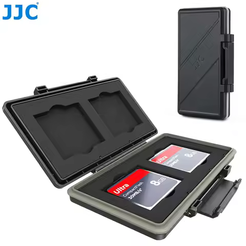 JJC 4 Slots CF Card Holder Water-Resistance Anti-Shock Flash Card Case Storage for Nikon D810 D800 C