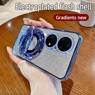 For Huawei P50 Pro Casing Electroplating Magnetic bracket Phone Back Cover Huawei P50Pro TPU Glitter