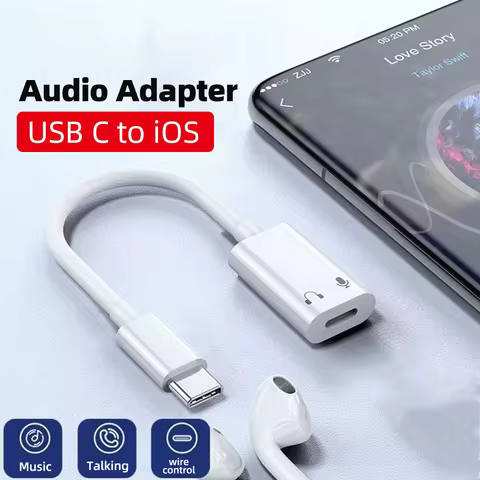 USB C to Lightning Headphone Audio Adapter Cable for iPhone 15 Earphone Adapter Type C to Lightning 