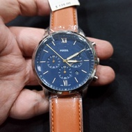 FS Ne*t*a Men's Watch FS5453 Chronograph Navy Dial Silver Brown Leather