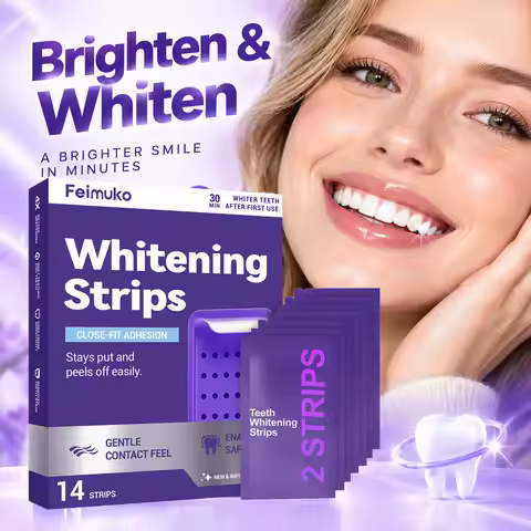 Purple Teeth Whitening Strips Kit Professional Stain Removal Brighten Deep Cleaning Plaque Remover f