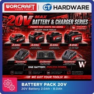 Worcraft Battery and Charger for 20V Power tools 2.0Ah | 4.0Ah | 6.0Ah | 8.0Ah | Standard Charger Tw