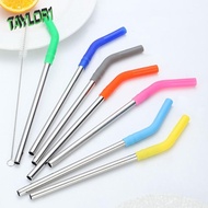 TAYLOR1 2Pcs Stainless Steel Straw, Reusable Detachable Metal Straw, Eco-friendly With Silicone Tip Smooth Surface 8mm Stanley Cup Straw Juice