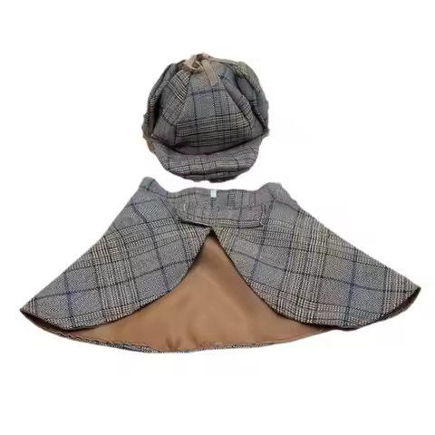 Funny Pet Detective Costume Set Sleeveless Charming Pet Sherlock Holmes Cloak Cool Handsome Dog Hall