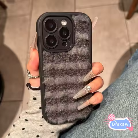 Cute Winter Plush Phone Case For Realme 14X 13 12 12X 10S 9 Pro SE 9i 8 8S 7 Q5 Q5X Q5i Q3 Q3S Q3T Q