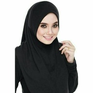 TUDUNG SARUNG HITAM MOSCREPE AWNING SCUBA SIZE M /L / XL