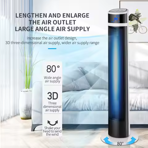 2026 New Upgrade Tower Fan, Floor Fan, Silent Vertical Bladeless Fan, Air Conditioner Companion, Bla