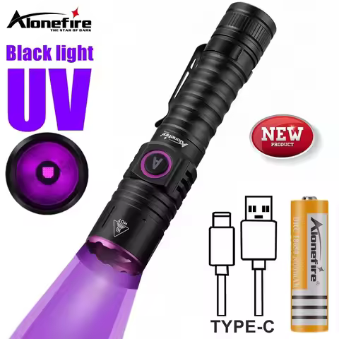 365/395nm UV Black Light Flashlight Rechargeable Invisible Ink Marker Cat Dog Urine Tinea Ore Money 