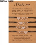 Clearance Sale ​​4 Piece Sisters Stainless Steel Openwork Heart Braided Adjustable Bracelet Set with