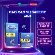Bao cao su Safefit 4in1 gân gai, cổ thắt BCS kéo dài thời gian gai li ti hộp 3 chiếc, 12 chiếc