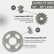 Gear Set Supra Fit New | Supra X 125 | Karisma | Revo Lama Gir Depan 13 14 15 Ger Belakang 38 39 40 43 45 428H